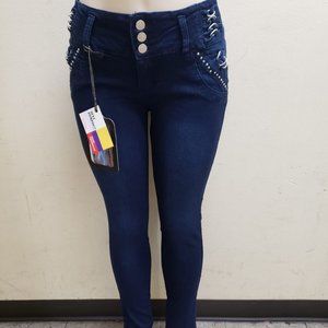High Rise O-Ring design Denim Jeans